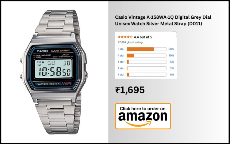 Casio Vintage A-158WA-1Q Digital Grey Dial Unisex Watch – A Timeless Retro Classic
